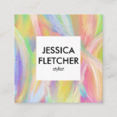 ソフトレインボーオイルペインティングソーシャルアイコンミニマリスト スクエア名刺 (正面)