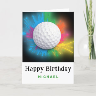 *~*ソフトレインボーゴルフボールAP94誕生日カード サンキューカード