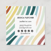 ソフトレインボーミニマルストライプリストのソーシャルアイコン スクエア名刺 (裏面)