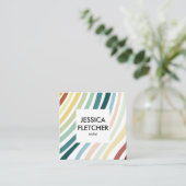 ソフトレインボーミニマルストライプリストのソーシャルアイコン スクエア名刺 (スタンド正面)