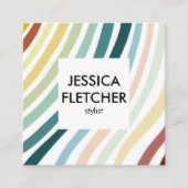ソフトレインボーミニマルストライプリストのソーシャルアイコン スクエア名刺 (正面)