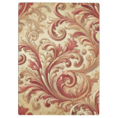 ソフトレッドおよび金ゴールドダマスクパターン クリップボード (裏面)