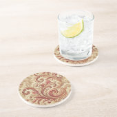 ソフトレッドおよび金ゴールドダマスクパターン コースター (側面)