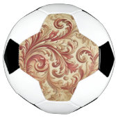 ソフトレッドおよび金ゴールドダマスクパターン サッカーボール (回転)