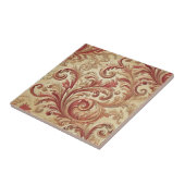 ソフトレッドおよび金ゴールドダマスクパターン タイル (側面)