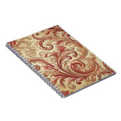 ソフトレッドおよび金ゴールドダマスクパターン ノートブック (右側)