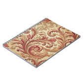 ソフトレッドおよび金ゴールドダマスクパターン ノートブック (左側)