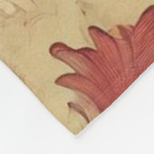 ソフトレッドおよび金ゴールドダマスクパターン フリースブランケット (角)