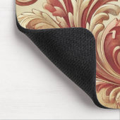 ソフトレッドおよび金ゴールドダマスクパターン マウスパッド (コーナー)