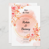 ソフトレッドの結婚式 招待状 (正面/裏面)