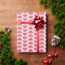 ソフトレッドハート柄 - ロマンチックなクリスマスとバレンタイン ラッピングペーパー