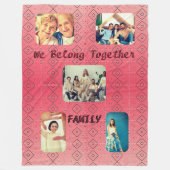 ソフトレッドレトロ幾何学的デザイン フリースブランケット (正面)