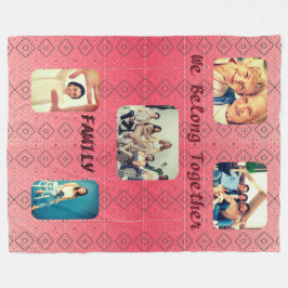 ソフトレッドレトロ幾何学的デザイン フリースブランケット