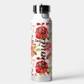 ソフトレッド赤面かわいらしフローラの名前の追加 ウォーターボトル (左面)