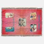 ソフトレトロレッドダイヤモンドパターン写真 スローブランケット (正面)