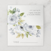 ソフトロマンチックなアクアブルー水彩フローラ プレイスカード (外部開封)