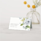 ソフトロマンチックなアクアブルー水彩フローラ プレイスカード (裏面)