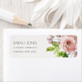 ソフトロマンチックな赤面ピンクの水色フローラアドレス ラベル (インサイチュ)
