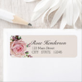 ソフトロマンチックピンクローズヴィンテージ差出人住所 ラベル (インサイチュ)