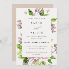 ソフトロマンチック赤面ピンク水彩フローラ結婚ズ 招待状