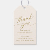 ソフトロマンチック金ゴールドとクリーム結婚式の引き出物ラベル ギフトタグ (正面)