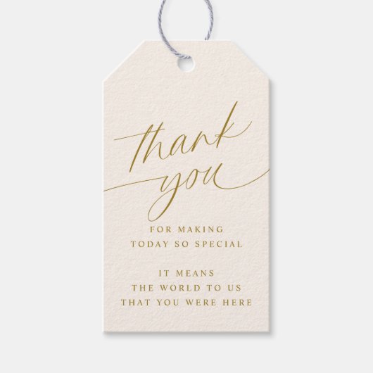 ソフトロマンチック金ゴールドとクリーム結婚式の引き出物ラベル ギフトタグ (正面)