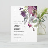 ソフトワイルドパープル薄紫フローラブライダルシャワー招待状 サンキューカード (スタンド正面)