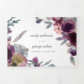 ソフトワイルドパープル薄紫フローラ水結婚色 三つ折り招待状 (カバー)
