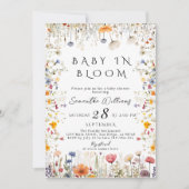 ソフトワイルドフラワーガーデンベビーイン開花ベビーシャワー 招待状 (正面)