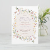 ソフトワイルドフラワーバタフライガーデンブライダルシャワー 招待状 (スタンド正面)