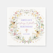 ソフトワイルドフラワーフェアリー最初の誕生日パーティー スタンダードカクテルナプキン (正面)