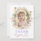 ソフトワイルドフラワー妖精のガーデン誕生日パーティーの写真 サンキューカード (正面)