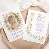 ソフトワイルドフラワー妖精のガーデン誕生日パーティーの写真 サンキューカード