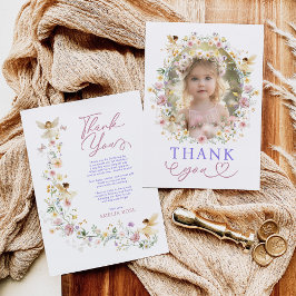 ソフトワイルドフラワー妖精のガーデン誕生日パーティーの写真 サンキューカード