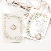 ソフトワイルドフラワー牧草地の時間のためのお茶のブライダルシャワー 招待状