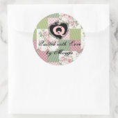 ソフトヴィンテージバラパッチワークキルトキルティングラベル ラウンドシール (バッグ)