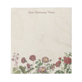 ソフトヴィンテージ赤と紫の野花フローラ ノートパッド