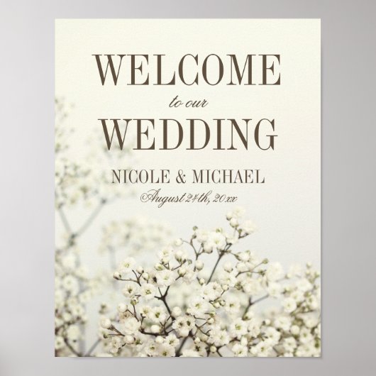 ソフトヴィンテージ赤ん結婚坊の息の歓迎サイン ポスター (正面)