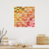 ソフト三角形のジオメトリパターン ポスター (キッチン)