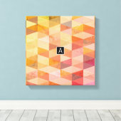 ソフト三角形のジオメトリパターン |モノグラムの | キャンバスプリント (インサイチュ (ウッドフロア))