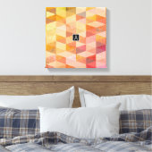 ソフト三角形のジオメトリパターン |モノグラムの | キャンバスプリント (インサイチュ (寝室))