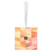 ソフト三角形のジオメトリパターン |モノグラムの | キューブオーナメント (右)