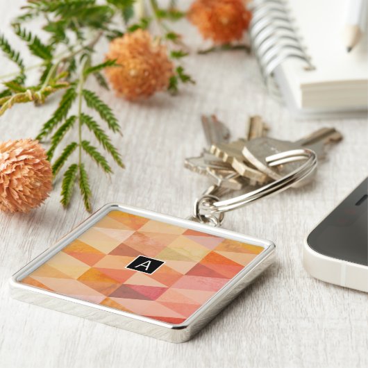 ソフト三角形のジオメトリパターン |モノグラムの | キーホルダー (側面)