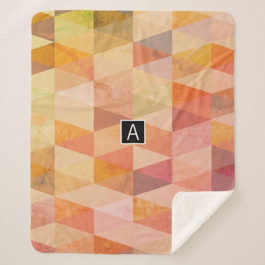 ソフト三角形のジオメトリパターン |モノグラムの | シェルパブランケット (正面)