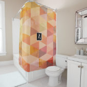 ソフト三角形のジオメトリパターン |モノグラムの | シャワーカーテン (インサイチュ)