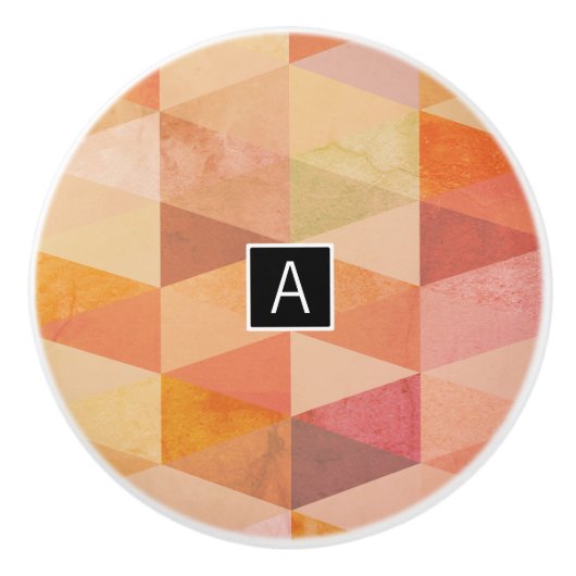 ソフト三角形のジオメトリパターン |モノグラムの | セラミックノブ (正面)