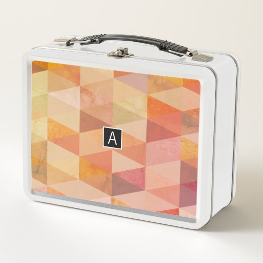ソフト三角形のジオメトリパターン |モノグラムの | メタルランチボックス (正面)