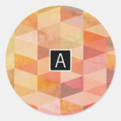 ソフト三角形のジオメトリパターン |モノグラムの | ラウンドシール (正面)