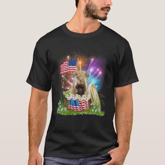 ソフト塗装ホイアテンテリアUSAフラグ花火4Th Tシャツ (正面)