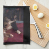 ソフト子猫ポーズ キッチンタオル (四つ折り)